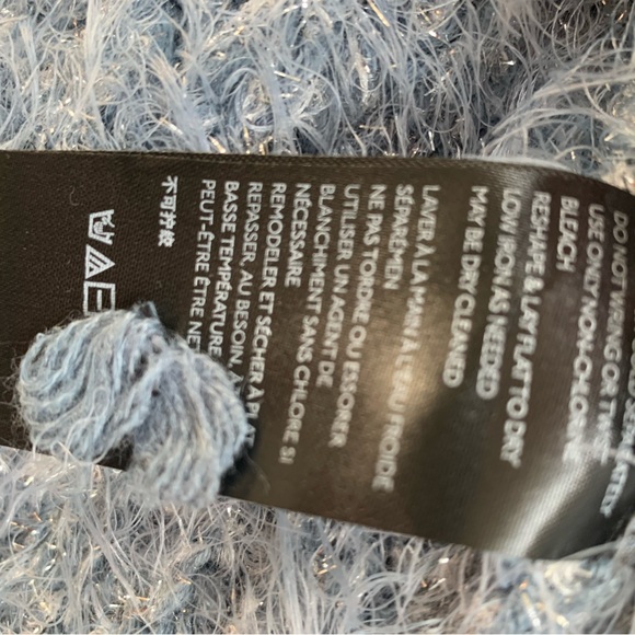 Anthropologie Dusty Blue Sparkly Tie Sweater, XL - Picture 8 of 8